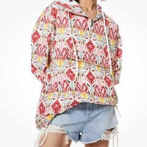 NWT ALICE +OLIVIA Women Stacia Oversized Anorak HalfZip Hoodie-Vintage Malibu XS